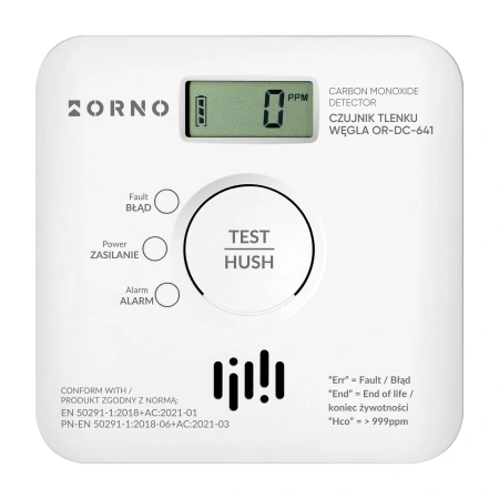 Bateryjny czujnik tlenku węgla/czadu 2xAA WiFi TUYA żywotność sensora 10 lat, ORNO OR-DC-641
