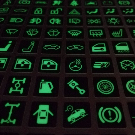 Naklejki fluorescencyjne z piktogramami na przełączniki, zestaw 117 sztuk