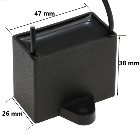 Kondensator rozruchowy do silnika 10µF 450VAC, CBB61, przewody 20 cm, 47 × 26 × 38 mm, EPERS
