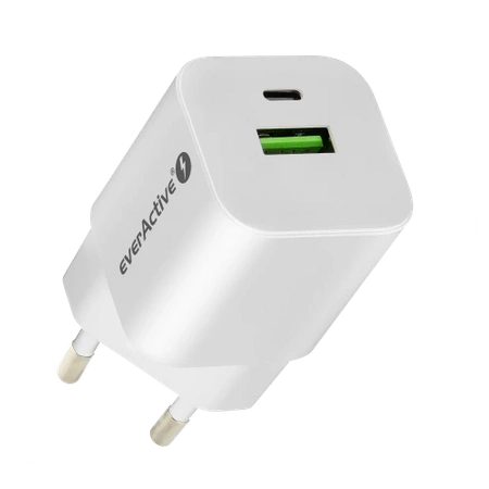 Ładowarka USB, ładowarka sieciowa, szybkie ładowanie QC3.0 + USB-C PD PPS 30W, everActive GaN SC-390Q