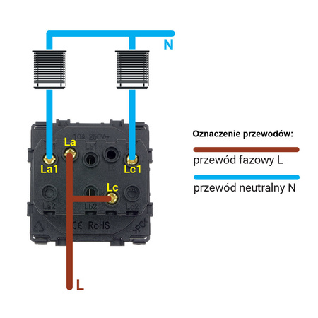 Moduł - Włącznik żaluzjowy / roletowy - czarny - Tawoia Glass