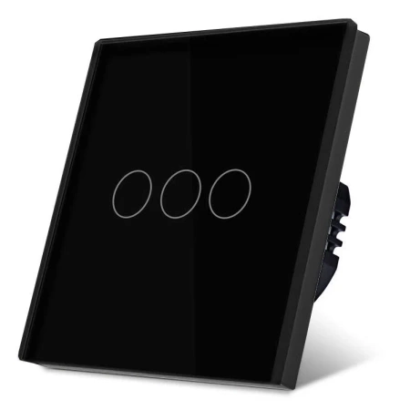 Włącznik dotykowy szklany potrójny 600W - sterowanie ZigBee - czarny - Tawoia Smart Home