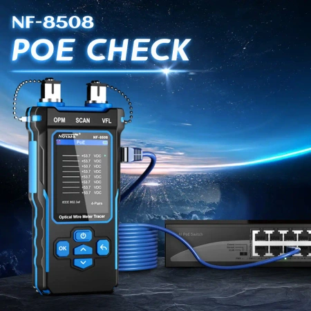 Tester kabli sieciowych LAN i światłowodów 9w1 z PoE, VFL i OPM, Noyafa NF-8508