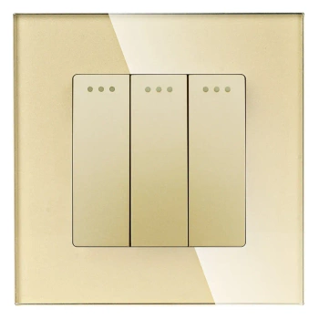 Włącznik światła szklany potrójny - złoty - Tawoia Glass