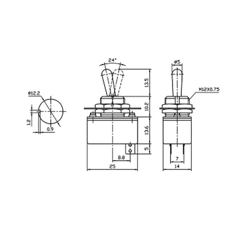 Włącznik ON-OFF KN3-1 2-poz. pojedynczy SPST 2P