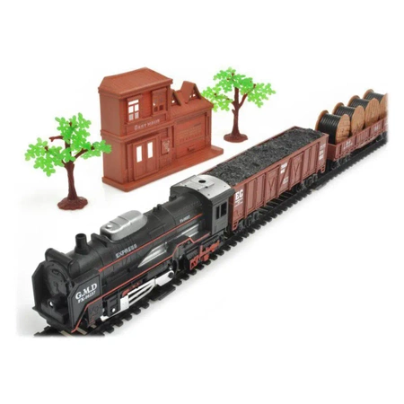 Zestaw Realistyczna Kolejka Rail King - Parowóz + 3 Wagony