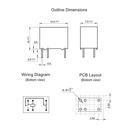Przekaźnik sygnałowy JRC-23F SPDT, 12V, 1A