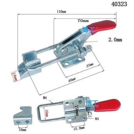Zacisk metalowy regulowany GH-40323 - 165kg - U-BAR
