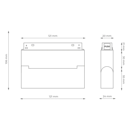 Reflektor szynowy magnetyczny liniowy 6W 480lm 4000K czarny M-LINE