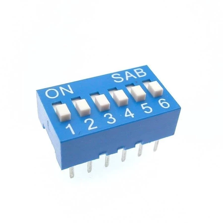 Przełącznik DIP-SWITCH 6-sekcyjny ON-OFF niebieski do konfiguracji PCB
