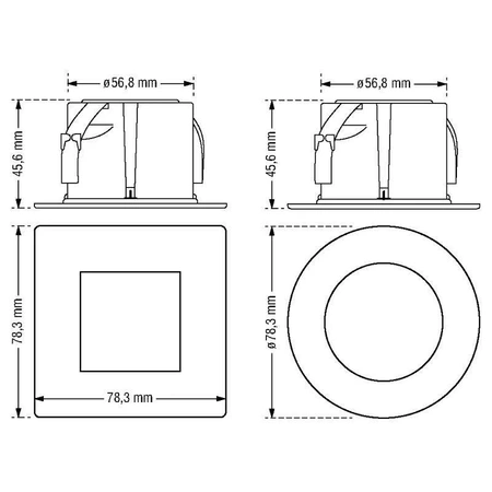 Lampka schodowa LED z czujnikiem ruchu, 230Vac, kwadratowa czarny mat