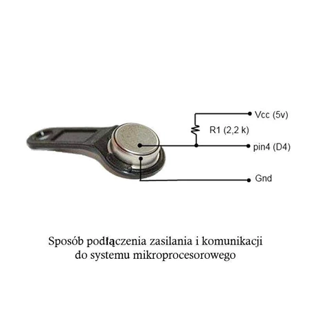 Czytnik do układów DS1990A-F5+ 4-przewodowy z diodą LED