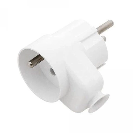 Wtyk sieciowy 230V z uziemieniem, z gniazdem przelotowym, WT16U