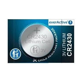 Bateria CR2430 3 V litowa, ogniwo guzikowe Ø24,5 × 3,0 mm, 300 mAh, everActive