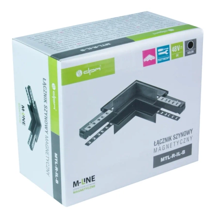 Łącznik kątowy do szyny magnetycznej wewnętrzny podtynkowy czarny M-LINE