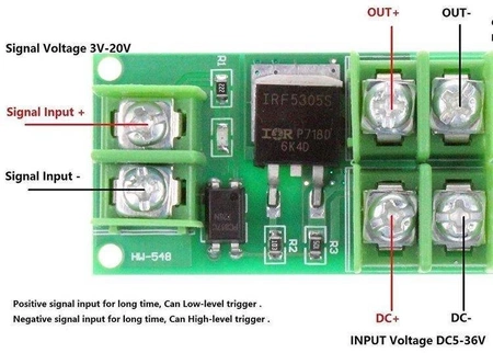 Moduł regulatora PWM IRF530 - Mosfet - do 20A i 55V - sterownik silników DC - Arduino, sterownik silników / LED