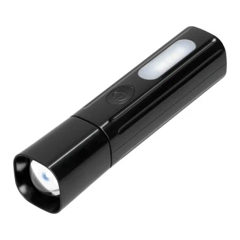 Latarka LED z zoomem i panelem bocznym, 300 lm, akumulator 500 mAh, ładowanie USB-C - Virone LT-32