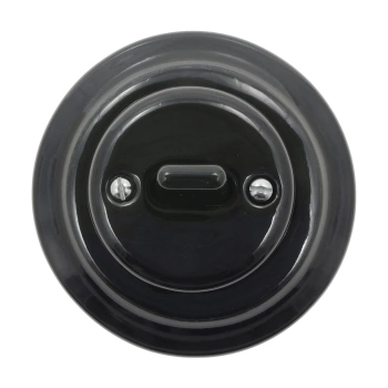 Włącznik światła krzyżowy dźwigniowy ceramiczny, okrągły z ramką, podtynkowy czarny Ceramic Loft