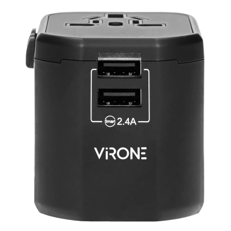 Adapter podróżny Virone TA6 Go World USB - Adapter turystyczny do gniazdek USA UK EU AUS 2×USB 2,4A czarny