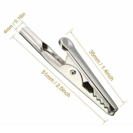 Krokodylek laboratoryjny 51mm - zacisk nieizolowany - 10 sztuk