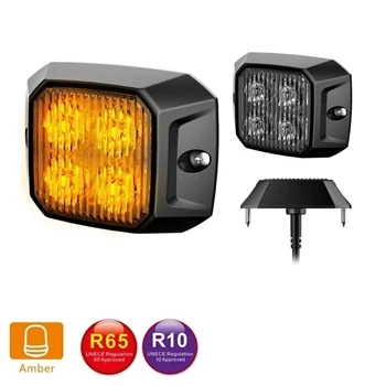 Lampa błyskowa LED do pojazdu, 10W, 6 LED, światło pomarańczowe, śruby, R65 R10, 12V/24V, LW0043