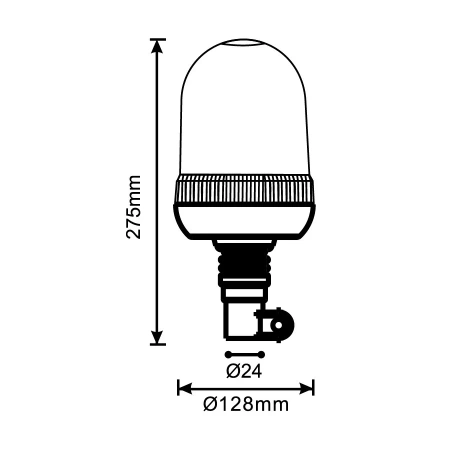 Lampa ostrzegawcza LED do pojazdu, obrotowa, światło pomarańczowe, trzpień FLEX, R65 R10, 12V/24V, L2283-C