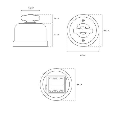 Włącznik światła schodowy obrotowy z ramką, ceramiczny, montaż natynkowy, kolor biały Ceramic Loft