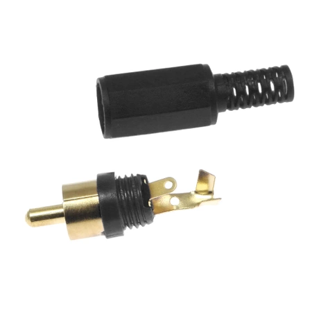 Wtyk RCA czarny, złocony