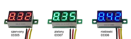 Moduł woltomierza DC 0.36'' LED bez obudowy, 3 przewody, niebieski