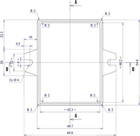 Obudowa 49x66, h=28mm z mocowaniem, jasna, Z68
