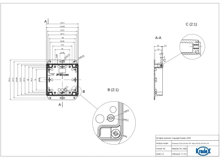Obudowa hermetyczna z uchem ZP120.120.45 jasnoszara ABS