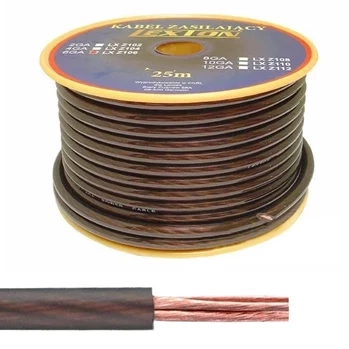 Przewód zasilający Car Audio 6 Ga, średnica 8 mm, czarny, 1 mb