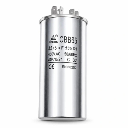 Kondensator podwójny do klimatyzacji 45+5µF 450VAC, CBB65, HERM/FAN/C, Ø50 × 125 mm, EPERS