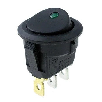 Włącznik ON-OFF SMRS101-6LDR 6A 250V okrągły, zielona dioda