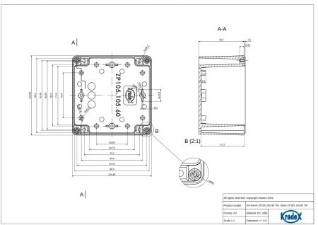 Obudowa hermetyczna ZP105.105.90 jasnoszara ABS