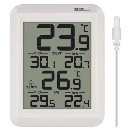 Termometr E0422 z sondą, -40 °C do +60 °C, biały