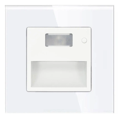 Lampka schodowa LED 230V 1.5W z czujką ruchu - szklana ramka - biały - Tawoia Glass