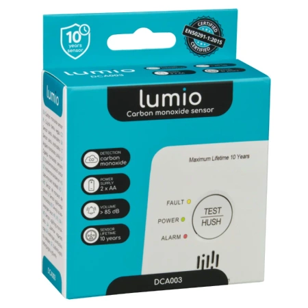 Czujnik czadu LUMIO DCA003 - zasilanie 2 baterie AA, 85dB, żywotność czujnika do 10 lat