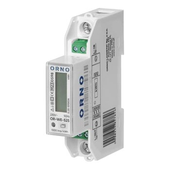 Licznik energii 1-fazowy, 100 A, certyfikat MID, pomiar dwukierunkowy, RS485 Modbus, na szynę DIN, ORNO OR-WE-525