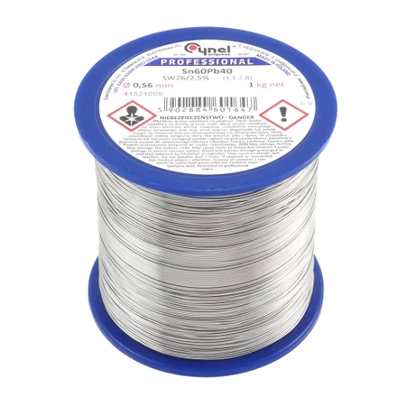Cyna lutownicza z topnikiem SW26 - 0.56mm - spoiwo Sn60Pb40 Cynel 1kg