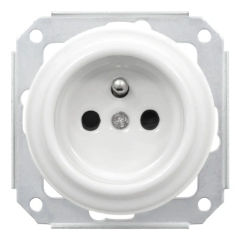 Gniazdo elektryczne ceramiczne okrągłe bez ramki, montaż podtynkowy, kolor biały Ceramic Loft