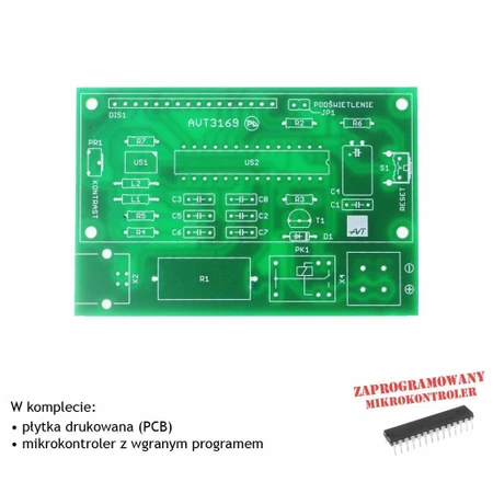 Tester pojemności ogniw AA/AAA, PCB i mikroprocesor do projektu AVT3169