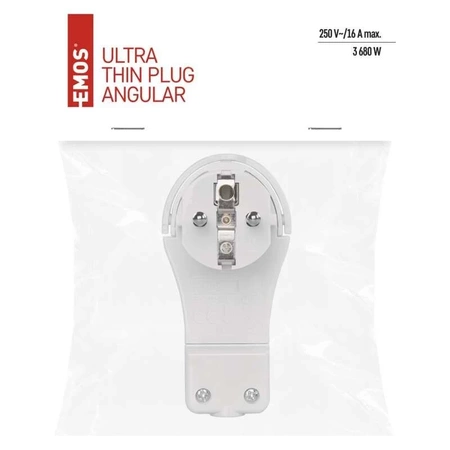 Płaski wtyk sieciowy 230V z uziemieniem, kątowy, P0066