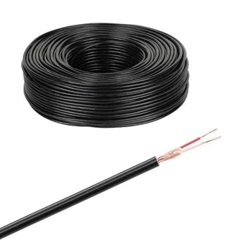 Przewód mikrofonowy stereo, 2 żyły + ekran, średnica 4 mm, czarny, Azusa, 1 mb