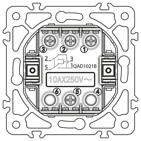 Włącznik krzyżowy, kwadratowy, czarny, podtynkowy, moduł bez ramki, 10 A, QUAD