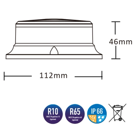 Lampa ostrzegawcza LED do pojazdu, PICO, 27W, 18 LED, światło pomarańczowe, magnes, R65 R10, ALR0054