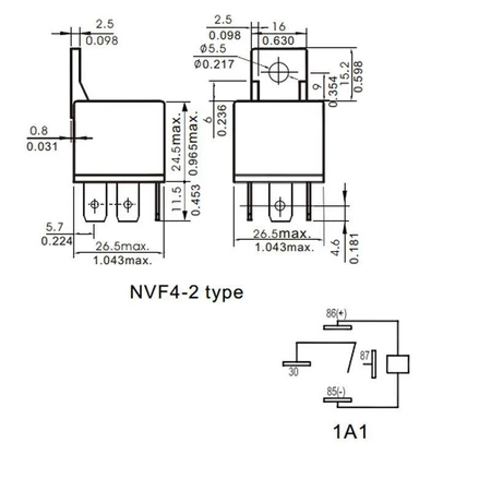Przekaźnik samochodowy NFV4 SPST-NO, 12V, 40A, ucho