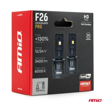 Żarówki samochodowe LED F26 PRO LumiTec LIMITED +130% DUO FULL CANBUS H3 12/24V AMIO 04870