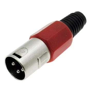 Wtyk XLR męski 3-pin czerwony mikrofonowy