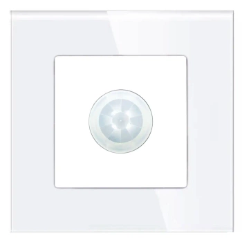Czujnik ruchu PIR 200W (60W LED) biały podtynkowy z ramką szklaną - TAWOIA Glass